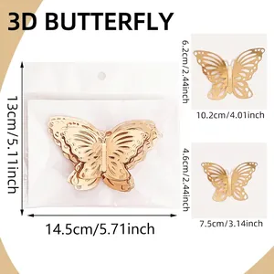 3D butterfly wall sticker set in rose gold with size dimensions and 12 pieces pack