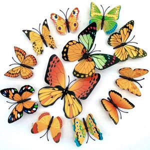 Set of 12 vibrant 3D butterflies with lifelike sunflower yellow and orange wing patterns