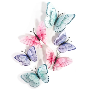 Set di adesivi murali a farfalla 3D colorati con ali a doppio strato decorativi
