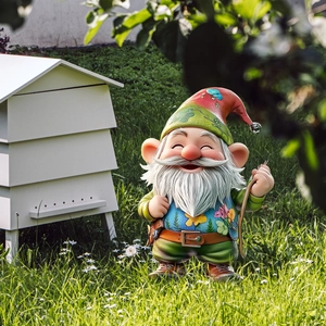 Gnome Garden Stake PVC Waterproof Decorative Lawn Sign Outdoor Yard Ornament Flower Bed Decor Fairy Style