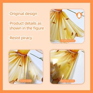 Waterproof cartoon girl wall sticker detail showing front side and adhesive backing texture