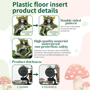 Detail view of 1.334mm thick waterproof plastic nature goddess garden stake