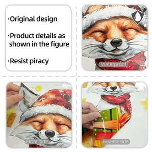 Detail of waterproof Christmas fox window stickers showing double-sided design and texture