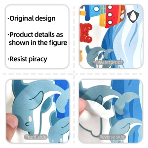 Detail of waterproof marine life wall stickers featuring dolphins and sailboat designs