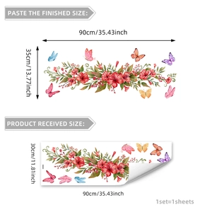Self-adhesive floral vine and butterfly window sticker with double-sided printing effect