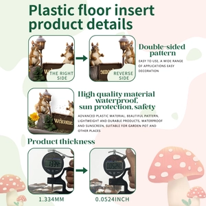 Close-up of durable 1.334mm plastic squirrel garden stake with welcome sign and double-sided print