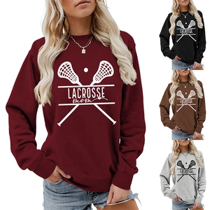 Group view of women's long sleeve lacrosse mom sweatshirts in four various colors