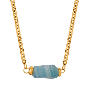 Collana retrò in acciaio inossidabile placcato oro con ciondolo in pietra naturale