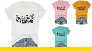 Women T-Shirt Short Sleeve Round Neck Cotton Blend Casual Baseball Grammy Graphic Top For Grandmother
