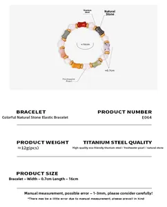 Détails techniques du bracelet en perles d'eau douce, pierres naturelles et acier titane