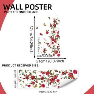 3D Red Rose Vine Wall Decal Set with Butterfly Stickers for Living Room Decor