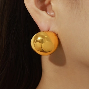 Chic gold-plated hollow round hoop earrings with a high-polished mirror finish for women