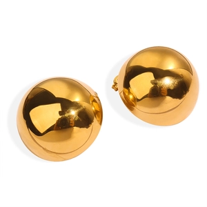 Polished 18K gold plated stainless steel hollow hoop earrings with a glossy finish