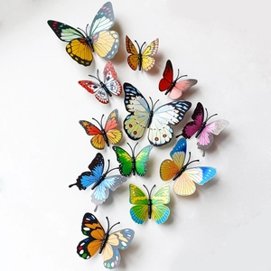 3D colorful butterfly wall stickers with realistic wings for indoor plant decor