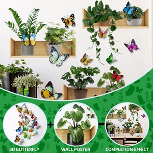 Detail of 3D double-wing colorful butterflies for creative wall decor and garden stickers