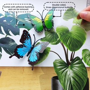 Detail of 3D double-layered waterproof butterfly wall stickers with adhesive backing