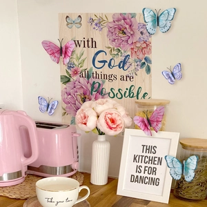 Adesivi Murali Floreali PVC Citazione Motivazionale Decorazione Farfalla 3D Per Soggiorno Camera Da Letto Cucina Murale Rimovibile