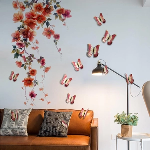 Set of 3D butterfly wall stickers with gold edges for home decor in various sizes