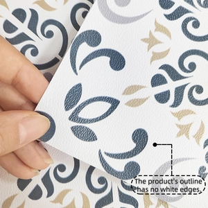 Detail showing the seamless cut with no white edges on vintage gray tile sticker