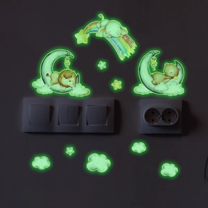 Luminous Wall Stickers Glow In The Dark Cartoon Animal Moon Star Rainbow PVC Self Adhesive Switch Decor For Kids Room Nursery