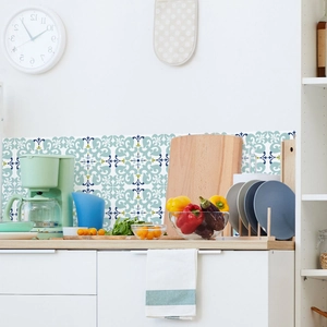 Pegatinas de pared retro estilo marroquí para cocina con patrones de azulejos vintage