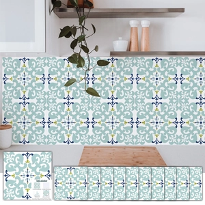 Detalle de azulejos adhesivos marroquíes impermeables con textura de efecto cuero
