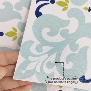 Detalle de adhesivo retro para azulejos mostrando el grosor del material sin bordes blancos