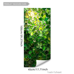 Green leaves pattern static cling window film with 100x45cm dimensions and double sided print