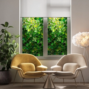 Green forest leaf electrostatic window film for home privacy and glass decoration