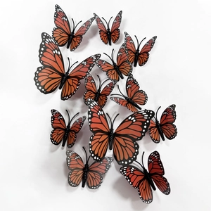 Lot de 12 stickers muraux papillon monarque 3D pour décor de salle de café