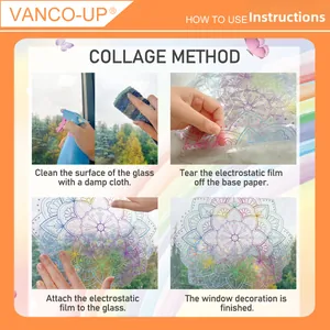 Step-by-step guide for applying colorful floral mandala static cling window film décor