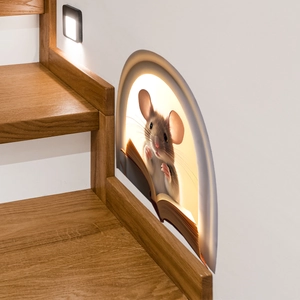 3D cartoon mouse reading book wall sticker for baseboards with creative visual effect