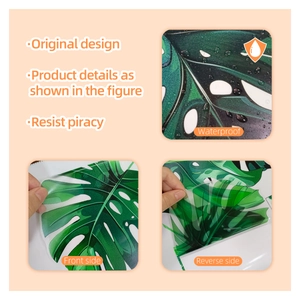 Waterproof realistic tiger watercolor wall stickers with green monstera leaves and butterfly