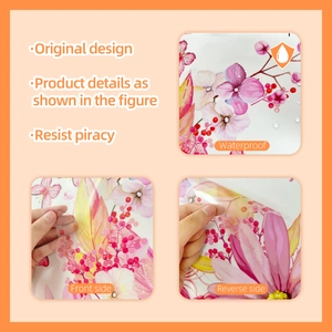 Detailed macro view of waterproof pink floral wall decals showing the original design and texture
