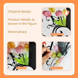 Waterproof wall sticker detail showing front pattern and reverse side adhesive material