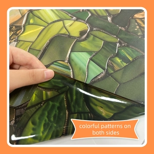 Detail of double-sided sunflower glass film with colorful patterns on both sides