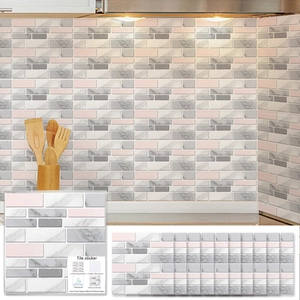 Waterproof faux marble self-adhesive tile stickers for kitchen and bathroom decor