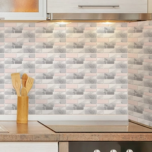 Marble Mosaic Tile Stickers Waterproof PVC Wall Decals Self Adhesive Kitchen Backsplash Pattern For Bathroom Home Renovation