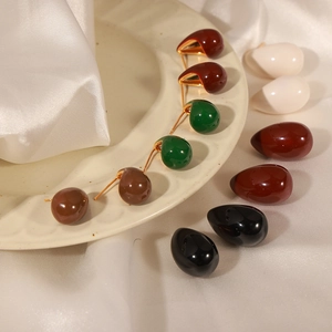 Teardrop enamel earrings in multiple colors on white silk with 18k gold plating