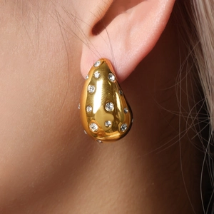 Chunky Titanium Steel Water Drop Stud Earrings For Women Gold Silver Plated Minimalist Bold Teardrop Earrings Fashion Jewelry Gift