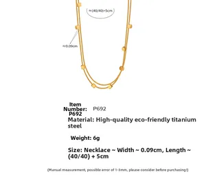 Détails du collier double couche en acier titane avec longueur 40+5cm et poids de 6g