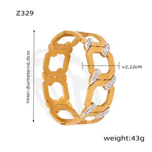 Macro detail of geometric cubic zirconia cuff with exact measurements and inner diameter