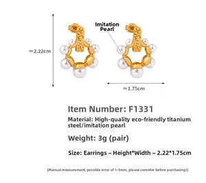 Spécifications de taille pour boucles d'oreilles dorées en titane et perles dégradées