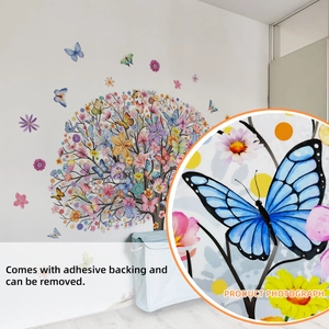 Large butterfly floral tree wall sticker with adhesive for home wall decoration
