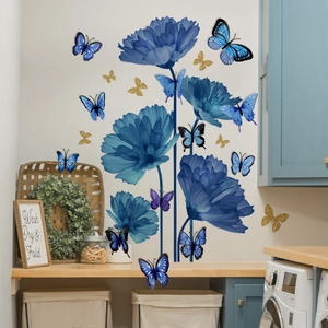 Floral Butterfly Wall Stickers PVC Removable Decorative Decals For Living Room Bedroom Home Decor Art Butterflies Aesthetic