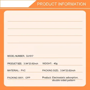 Specificatietabel voor DJ1517 PVC bloemen raamsticker met statische adsorptiefuncties