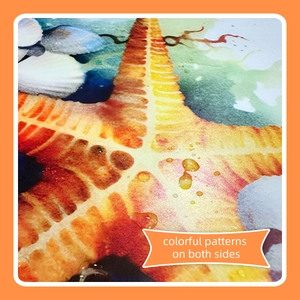 Macro detail of waterproof starfish wall sticker with colorful double-sided art patterns
