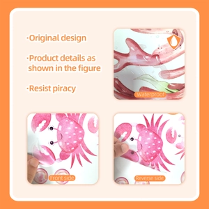 Waterproof cartoon crab wall sticker with transparent adhesive material and original design