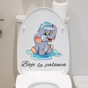 Cute cartoon elephant flushing reminder wall sticker for toilet seat decoration