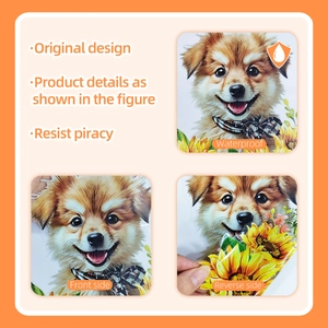 Waterproof double-sided window sticker featuring cute dogs and sunflower garden decor